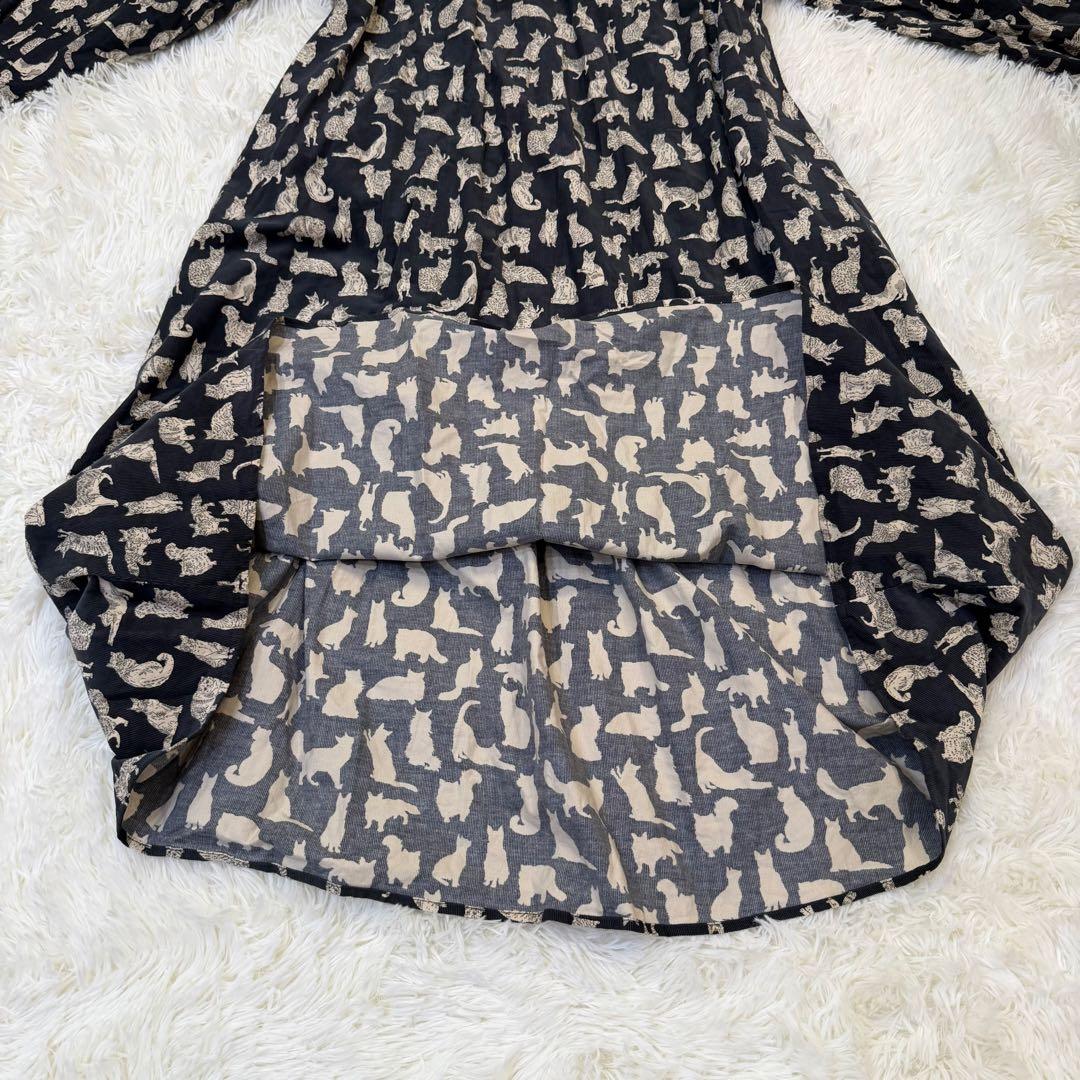 ツハルバイサマンサモスモス Liberty Meow柄 細コールワンピース