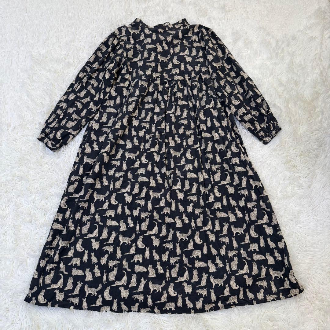 ツハルバイサマンサモスモス Liberty Meow柄 細コールワンピース