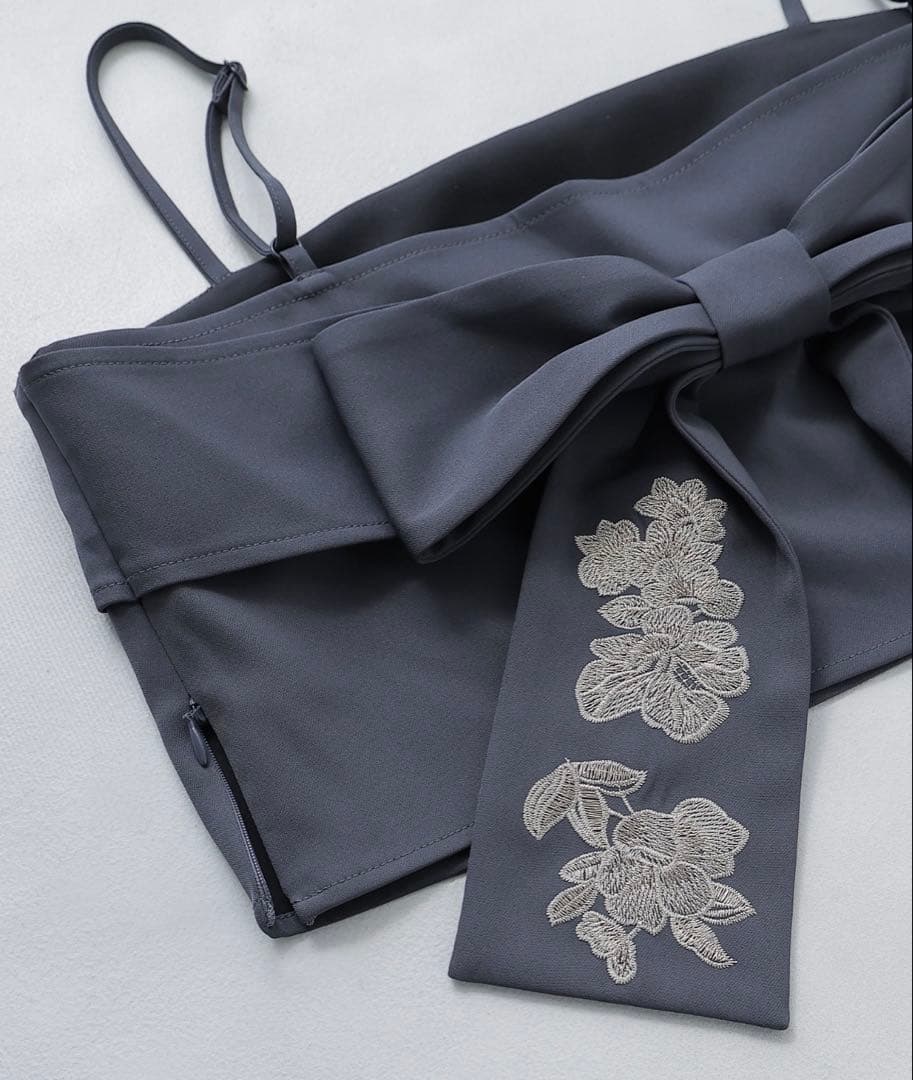 【etoll.】刺繍リボンビスチェ&ワイドパンツセットアップ 結婚式 二次会