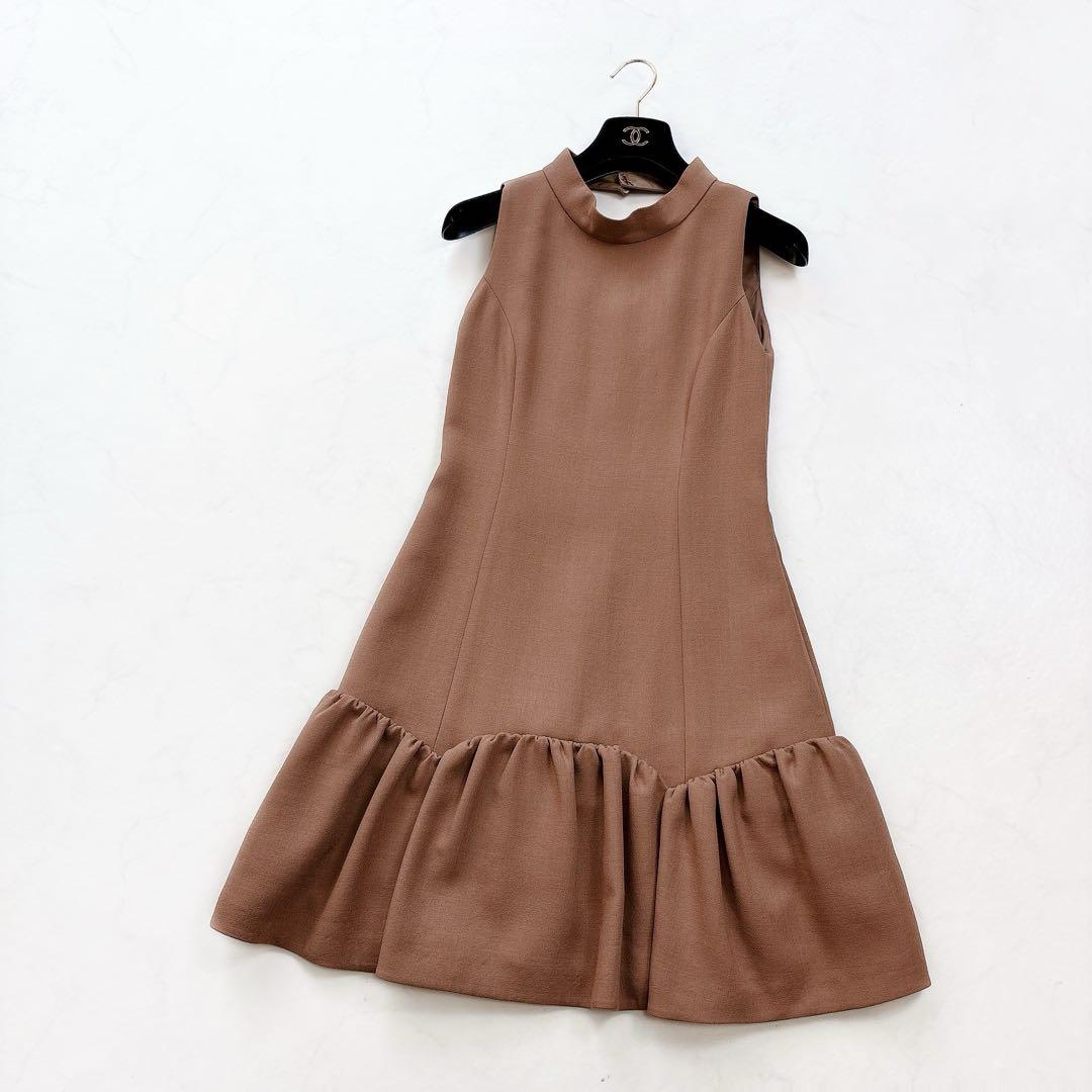 【FOXEY】クリーニング済　クリスタルラッフルドレス　ノースリーブワンピース