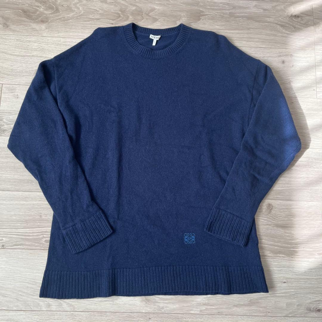 LOEWE ロエベ アナグラム刺繍 ウールニット ネイビー イタリア製
