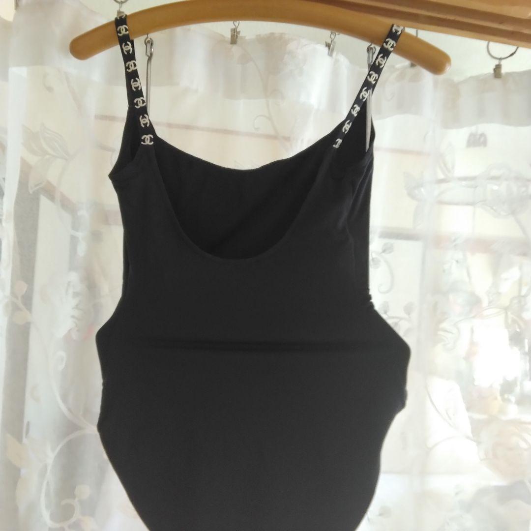 CHANEL ヴィンテージ　レオタード ワンピース水着 ロゴ入りストラップ
