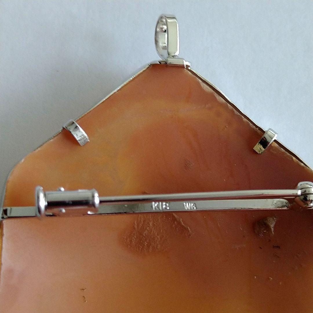 生ハムメロン✤作家ものシェルカメオ✤K18WG『ラッパを吹く少年』