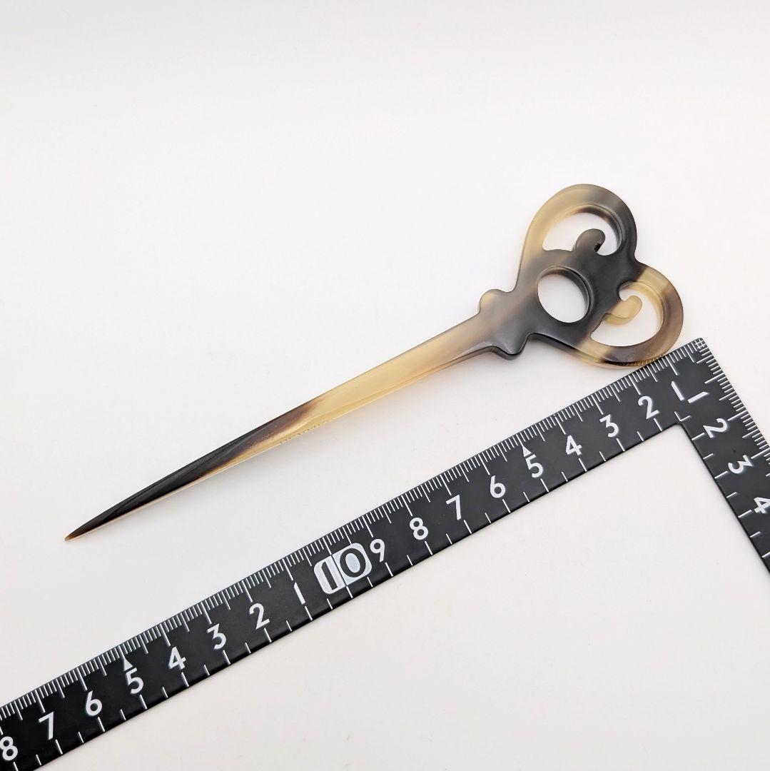 極美品 エルメス HERMES バッファローホーン ハート かんざし 簪 髪飾り