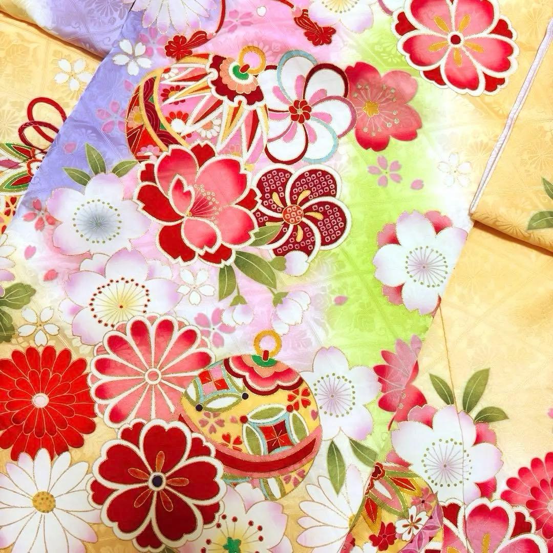 《新品》伝統色 杏色❗️正絹 刺繍入 お宮参り 京友禅多色ぼかし 産着/たとう紙付