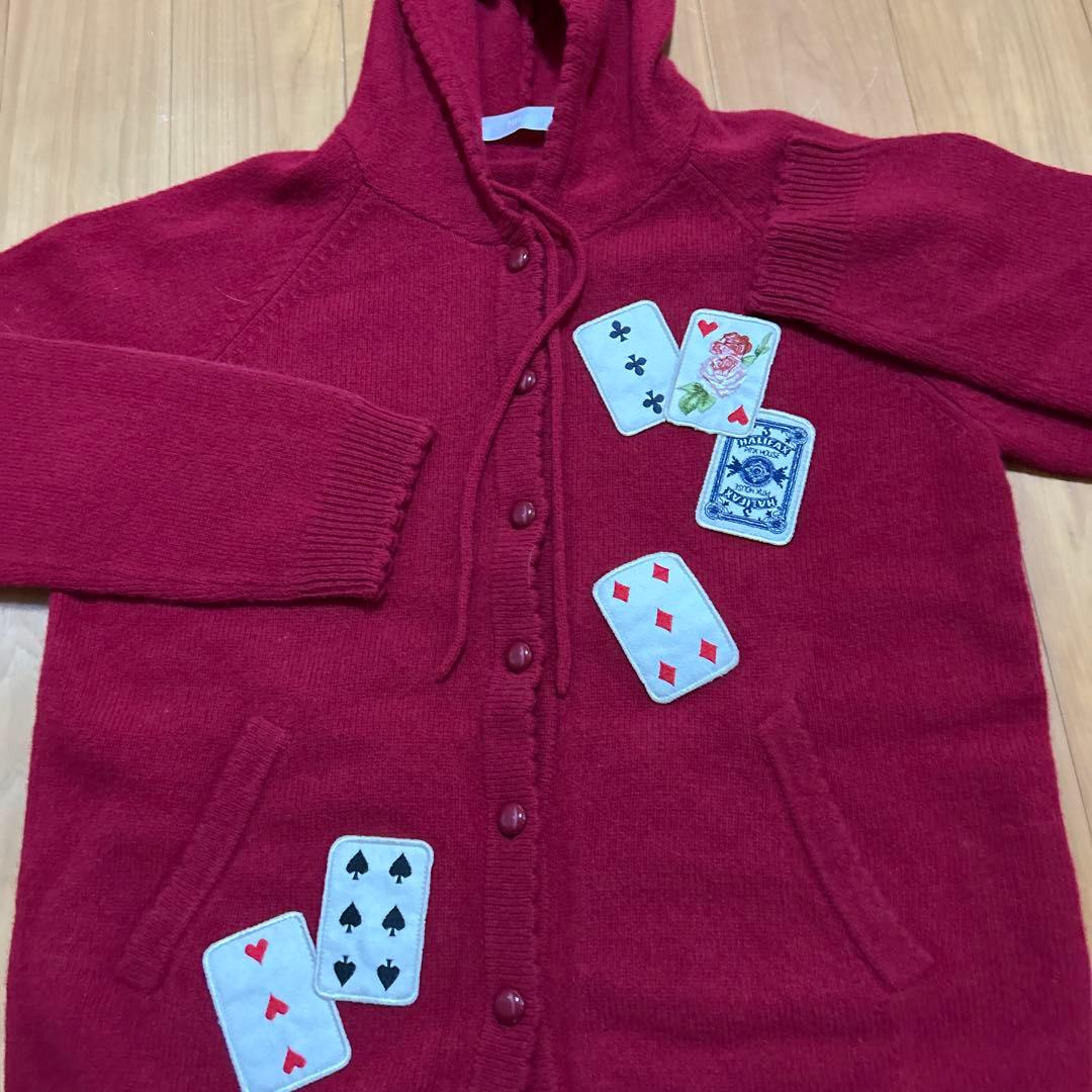 Pink House フード付き赤カーディガン