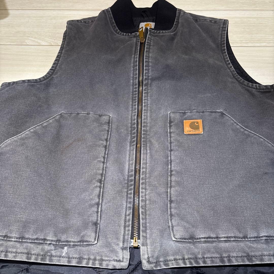 【希少グレー・Lサイズ】カーハート ダックベスト V02 029 メキシコ製