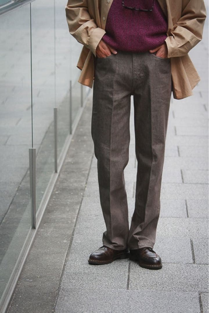 【AURALEE】HARD TWIST BROWN DENIM 5P PANTS