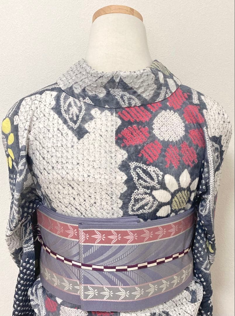 KM　浴衣　有松鳴海絞り　向日葵　裄66cm