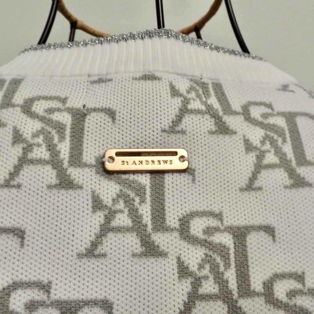 セントアンドリュース 　クルーネック　ホワイト系総柄　ニット　セーター　 M
