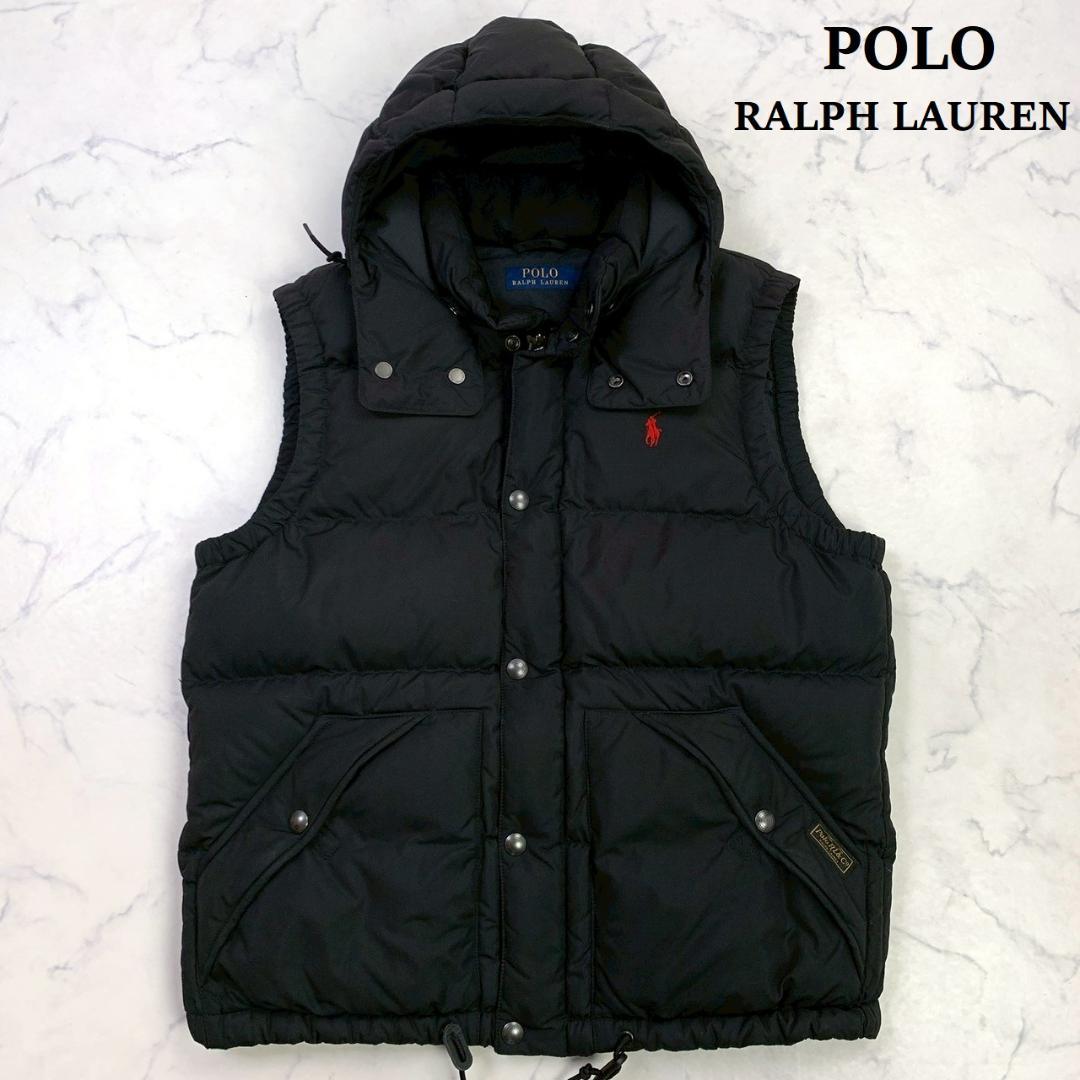 ポロラルフローレン ダウンベスト ポニー刺繍 ブラック M　E046