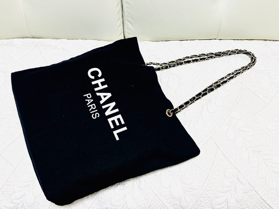 CHANELノベルティチェーン☆肩掛けトートバッグ未使用品キャンバス黒2way