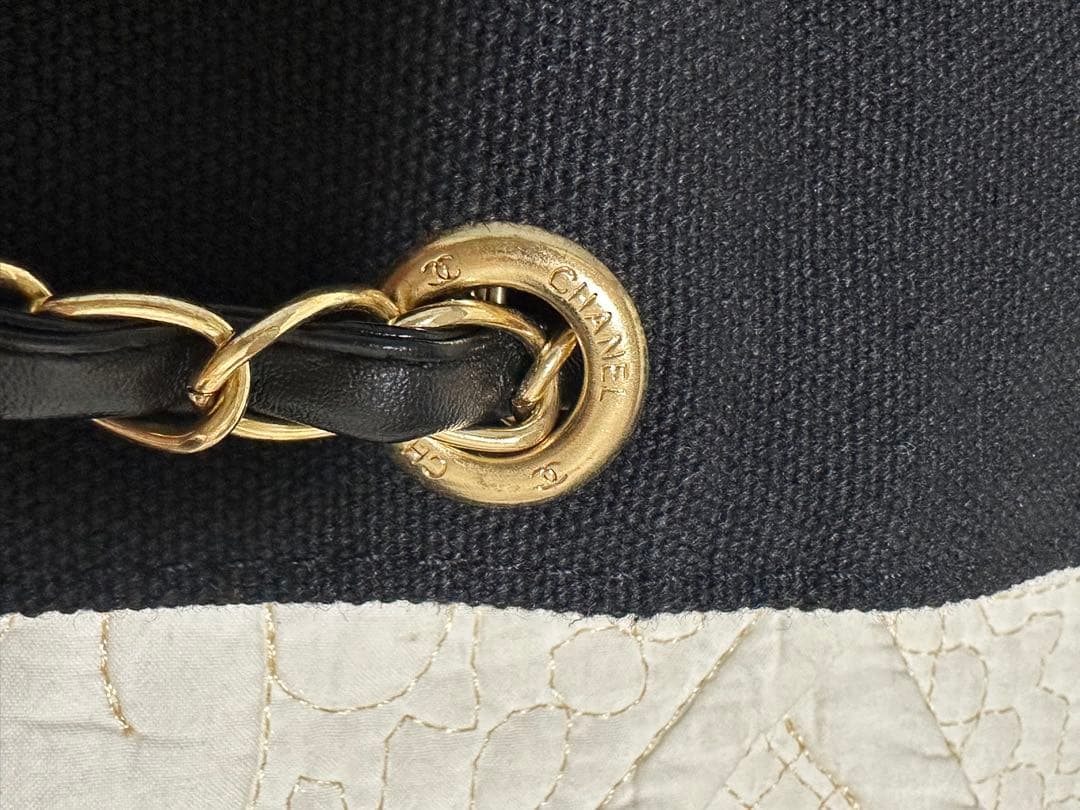 CHANELノベルティチェーン☆肩掛けトートバッグ未使用品キャンバス黒2way