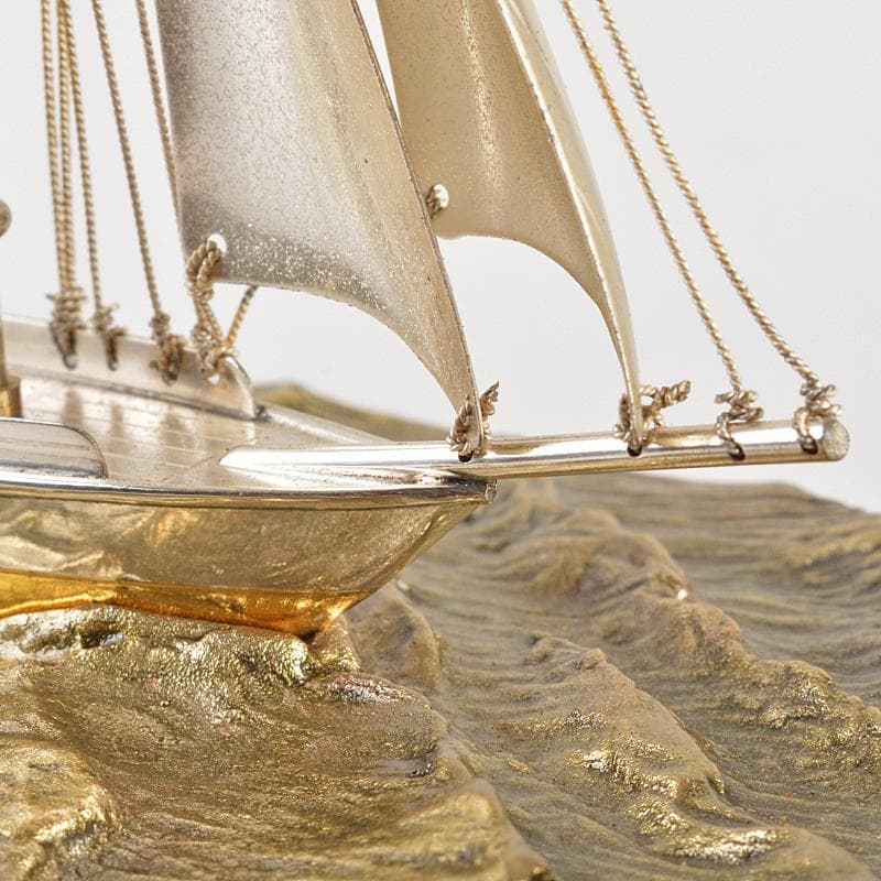 三越謹製　銀製　銀帆船　ヨット　約51g　置物　共箱　M　R7467B