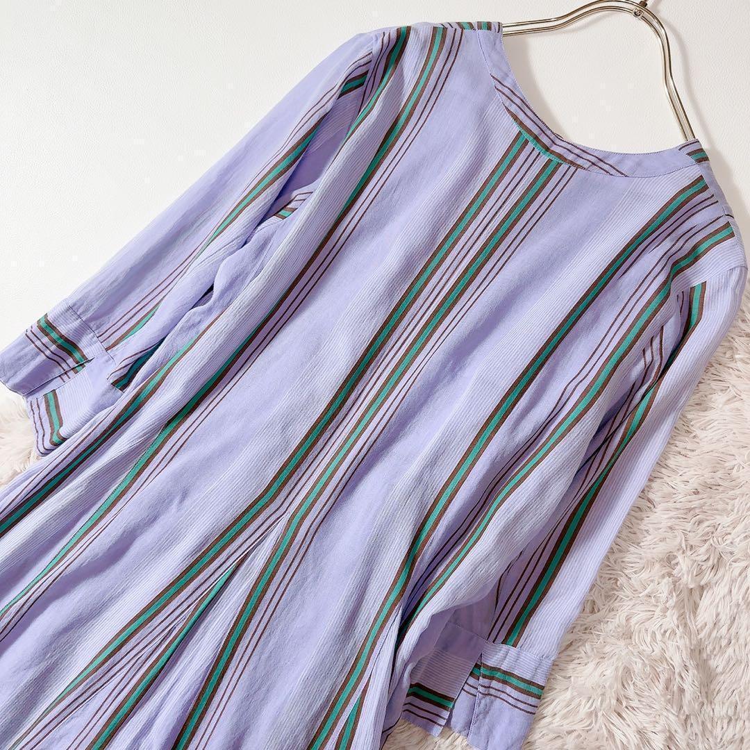 極美品ꕥヌキテパ 西園寺さん 2024 コットンボイルストライプパネルドレス M