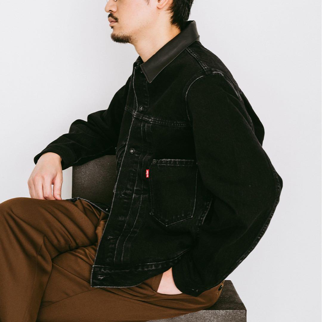 エディフィス 別注 リーバイス デニムジャケット 2nd タイプ レザー 黒