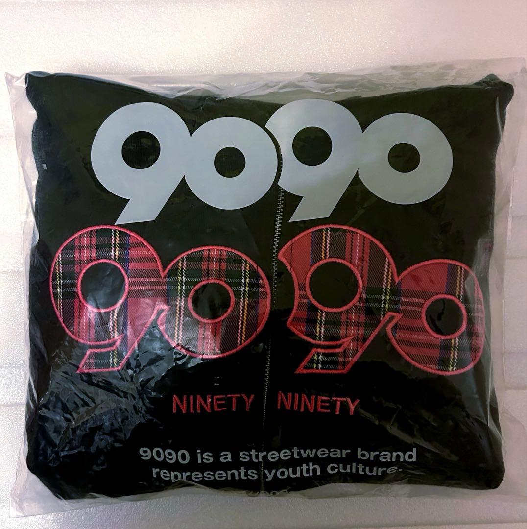 期間限定値引き　9090　裏起毛　パーカー　ピンクチェック　平成ギャル　ブラック