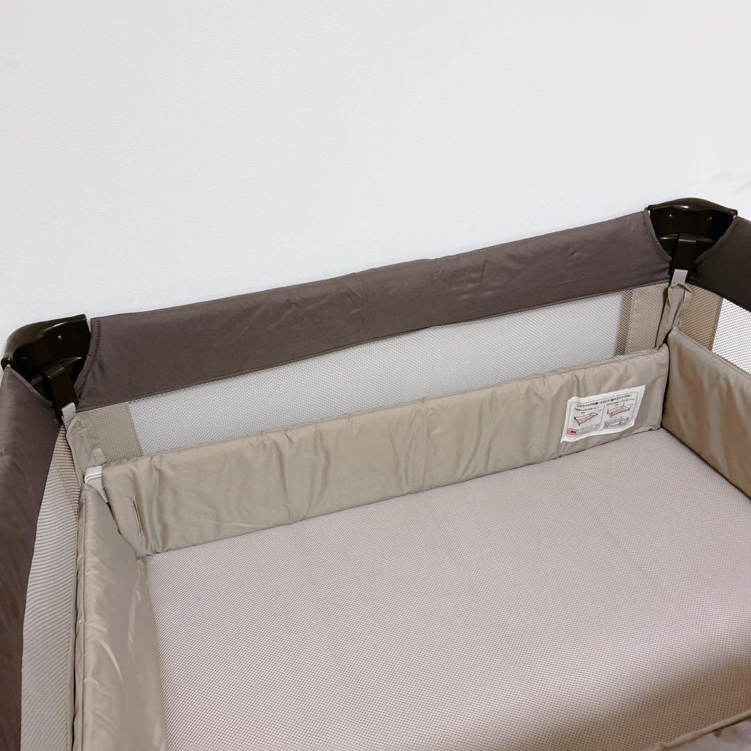 美品 ココネルエアー ココアブラウン Aprica ベビーベッド アップリカ