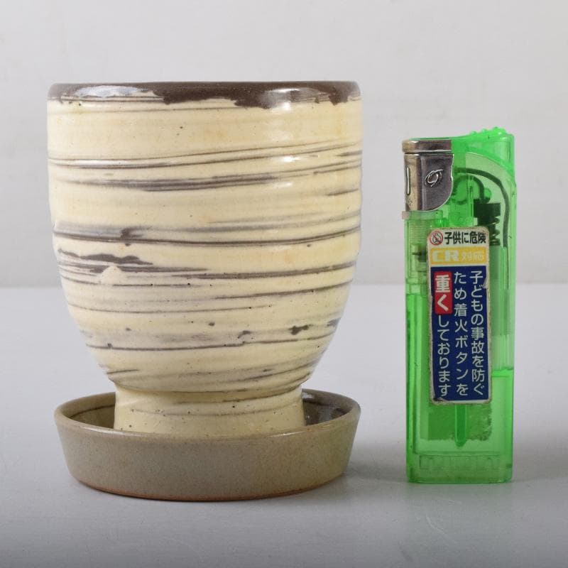 煎茶道具　春来居窯　多気檗山作　刷毛目　湯呑　茶托付　十客　共箱　C　8221