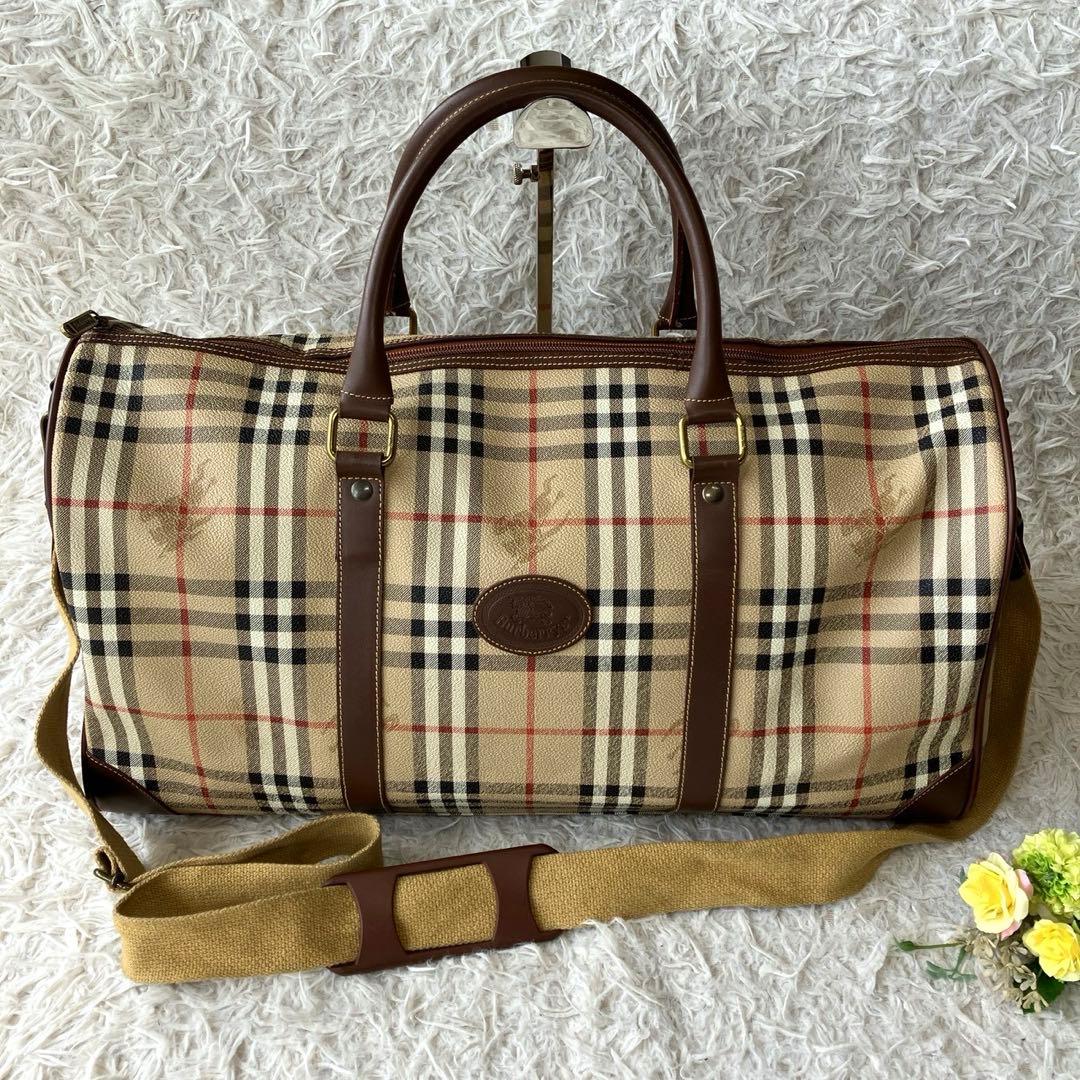 美品 BURBERRY バーバリー ノバチェック ボストンバッグ PVC