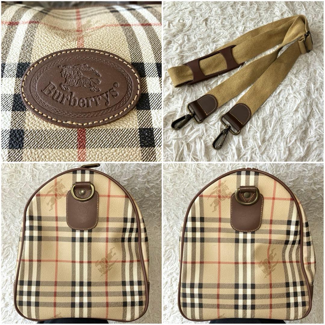 美品 BURBERRY バーバリー ノバチェック ボストンバッグ PVC