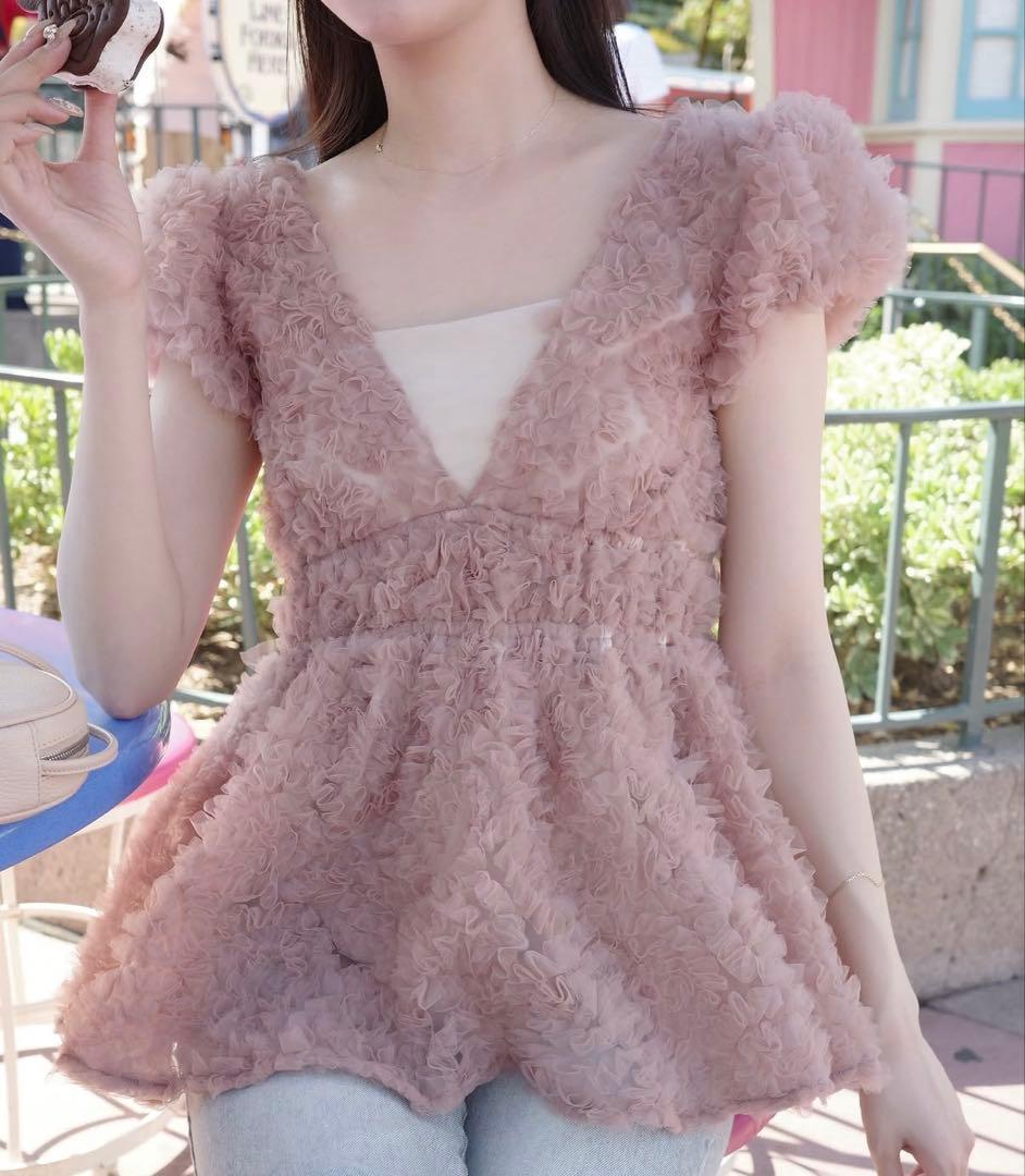 ポローラ　polaura フラワーぺプラムバックリボンチュニック pink