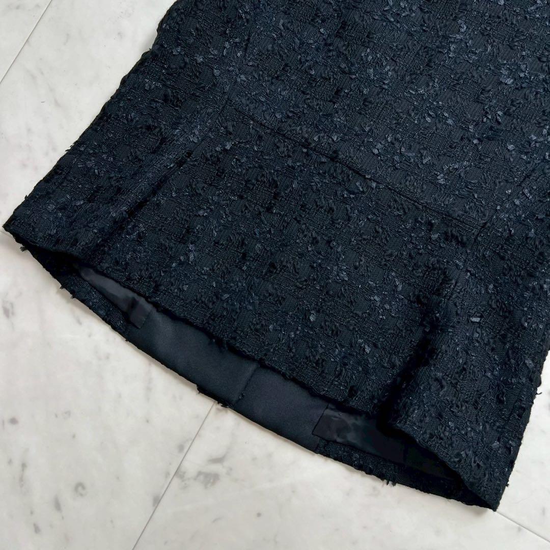 タグ付 ANAYI ミックスヤーンツイードショートジレ ブラック 36