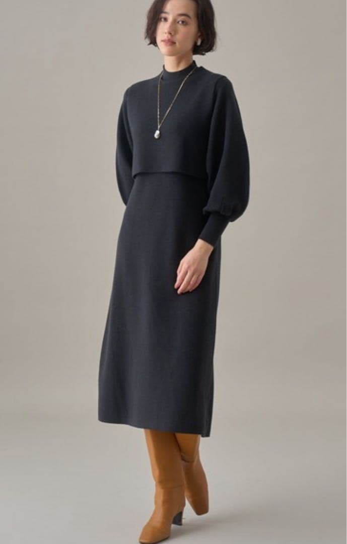ANAYI メリノウールアンサンブルニットワンピース