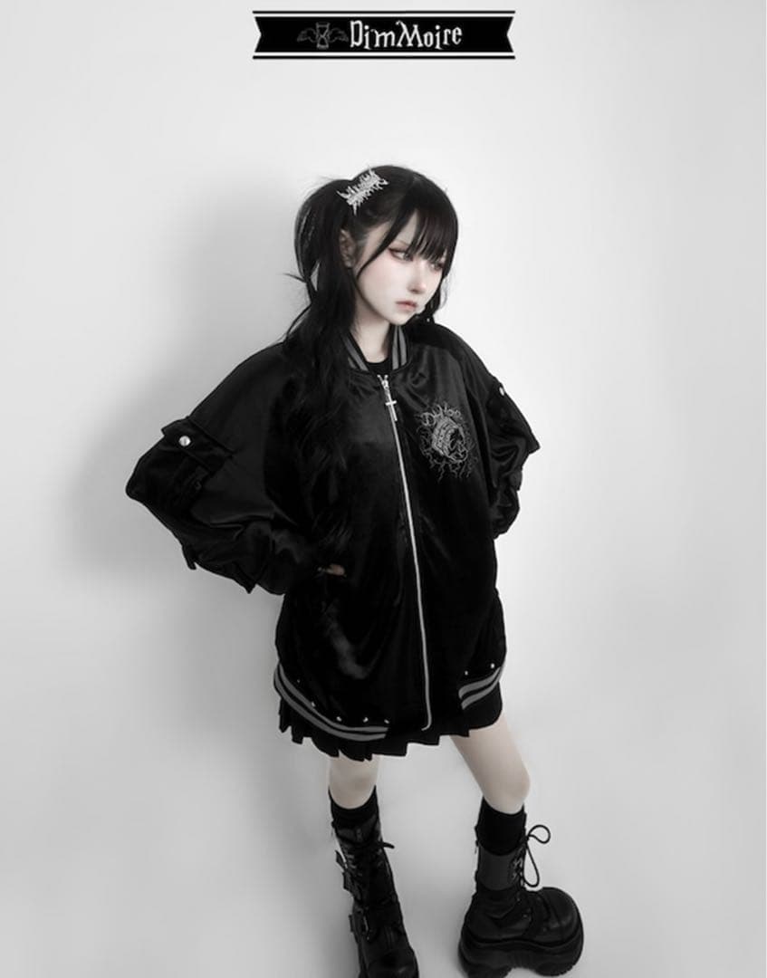 送料無料 美品 dimmoire Messy Bones ベロアスカジャン 刺繍