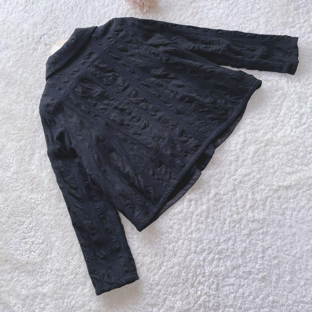 センソユニコ t.b シャツジャケット ウール綿 異素材モコモコ フレア 黒40