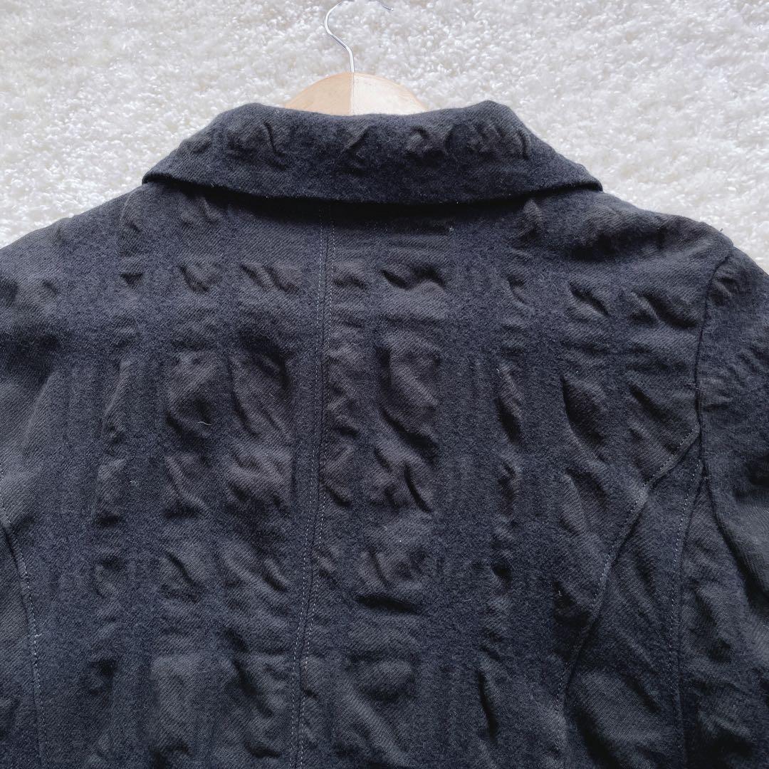 センソユニコ t.b シャツジャケット ウール綿 異素材モコモコ フレア 黒40