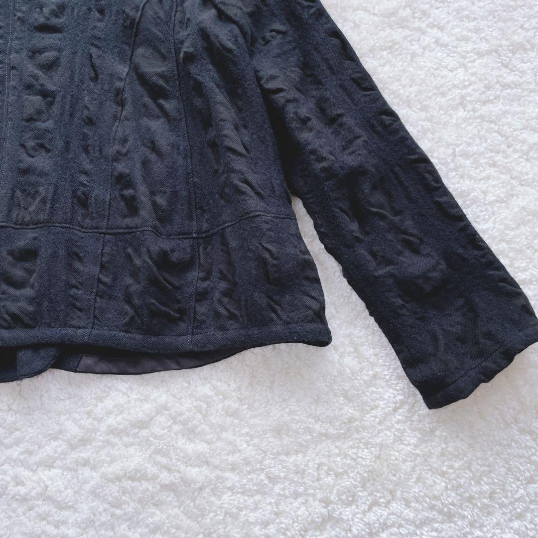 センソユニコ t.b シャツジャケット ウール綿 異素材モコモコ フレア 黒40