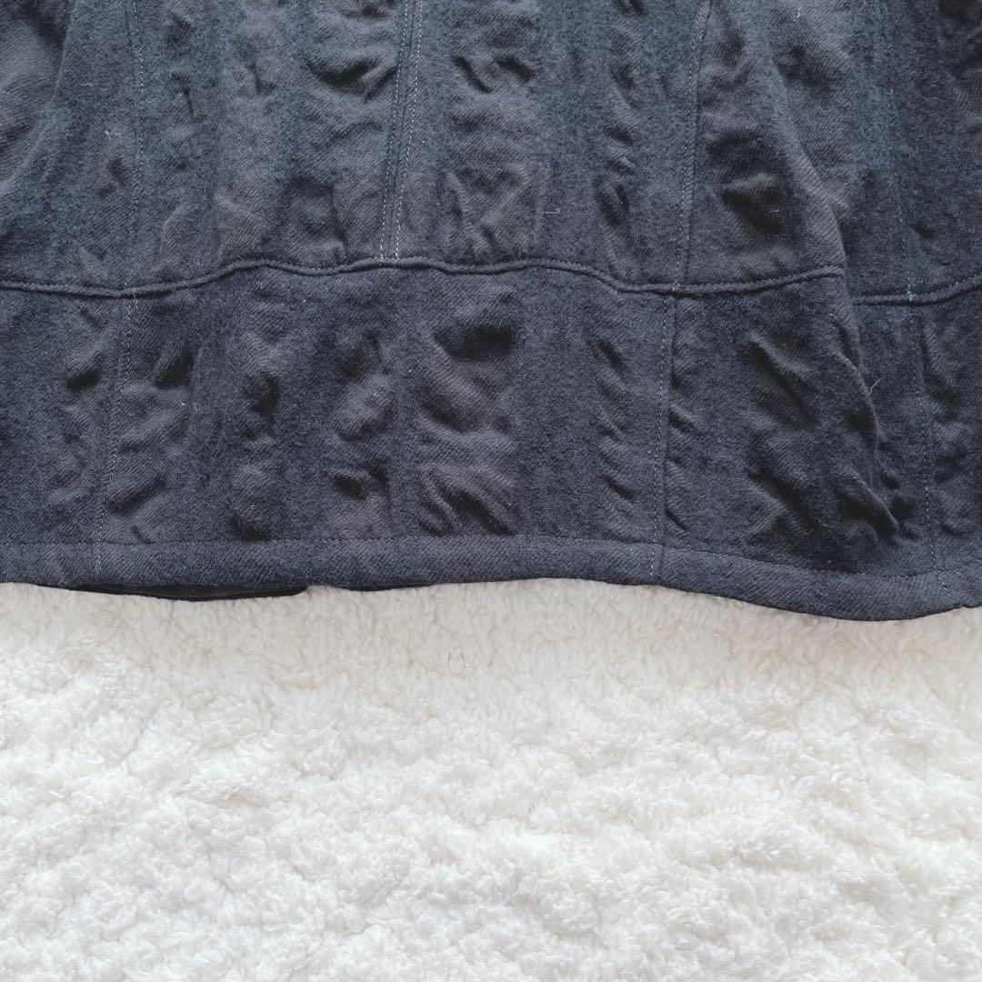 センソユニコ t.b シャツジャケット ウール綿 異素材モコモコ フレア 黒40