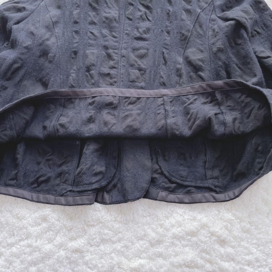 センソユニコ t.b シャツジャケット ウール綿 異素材モコモコ フレア 黒40