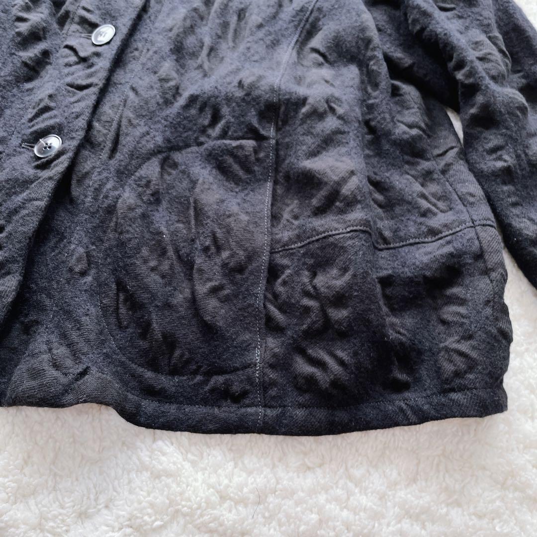 センソユニコ t.b シャツジャケット ウール綿 異素材モコモコ フレア 黒40