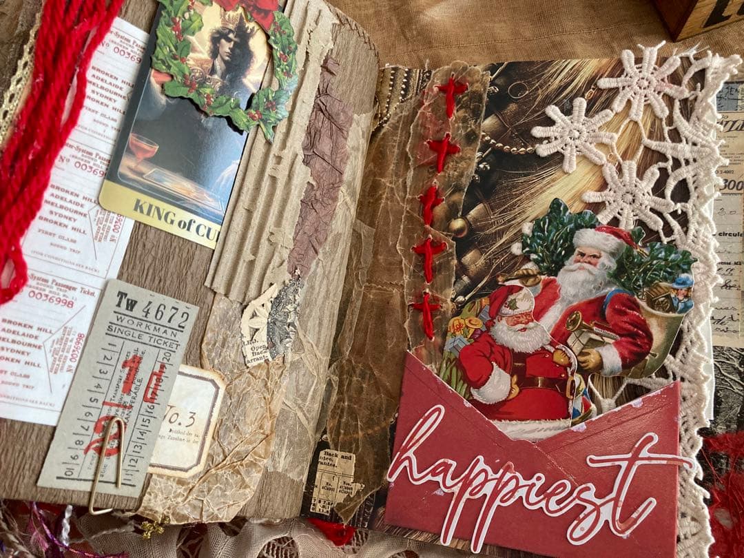 Xmasセット　ジャンクジャーナル　ティムホルツ　エンボスペーパー　インド刺繍