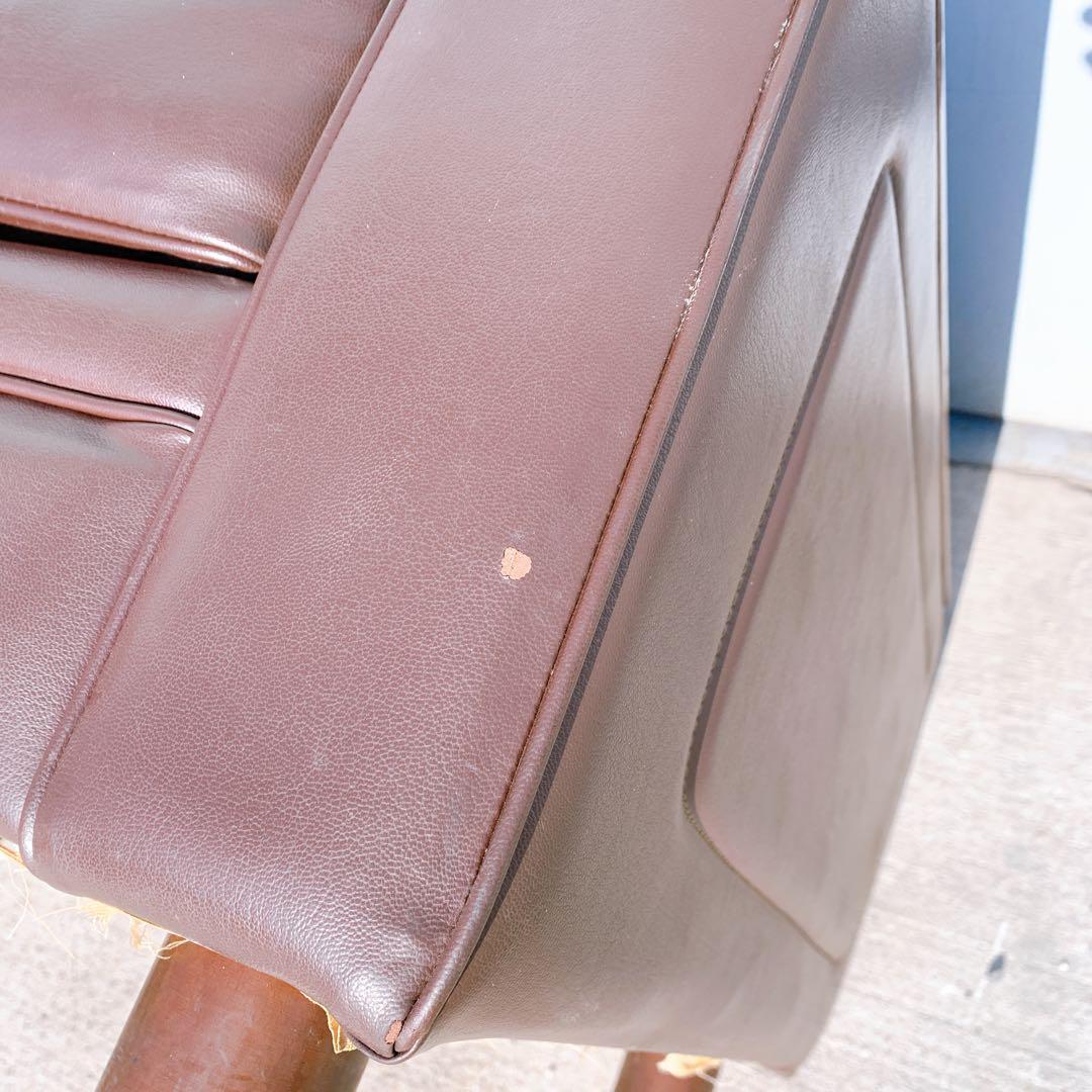 【送料無料】Karimoku カリモク レザー 1人掛けソファ 昭和レトロ 茶③