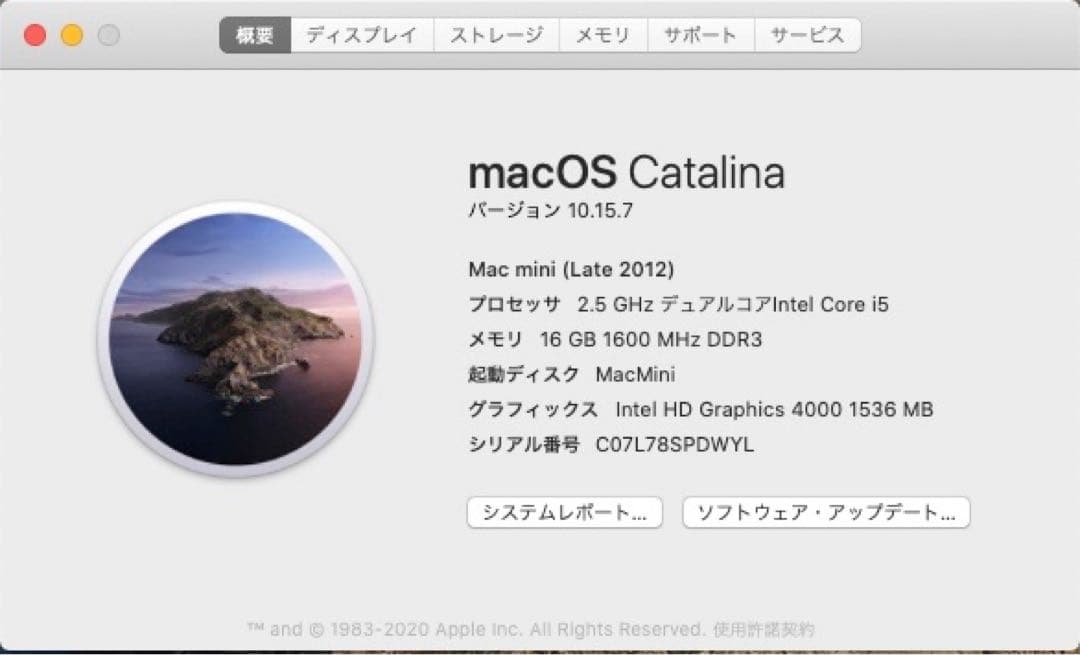 Macデスクトップ Mac mini (2012) 16GB/250GB SSD/500GB HD