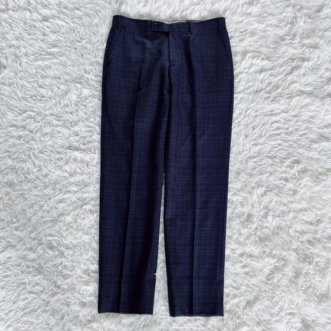 【SIMPLICITE PLUS】スーツ 3ピース ネイビー チェック 48