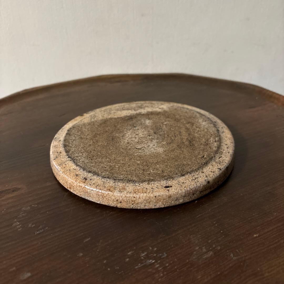 古瀬戸　織部釉行灯皿 行燈皿　石皿　古民芸　美濃　古美術　唐津　検:李朝白洲正子