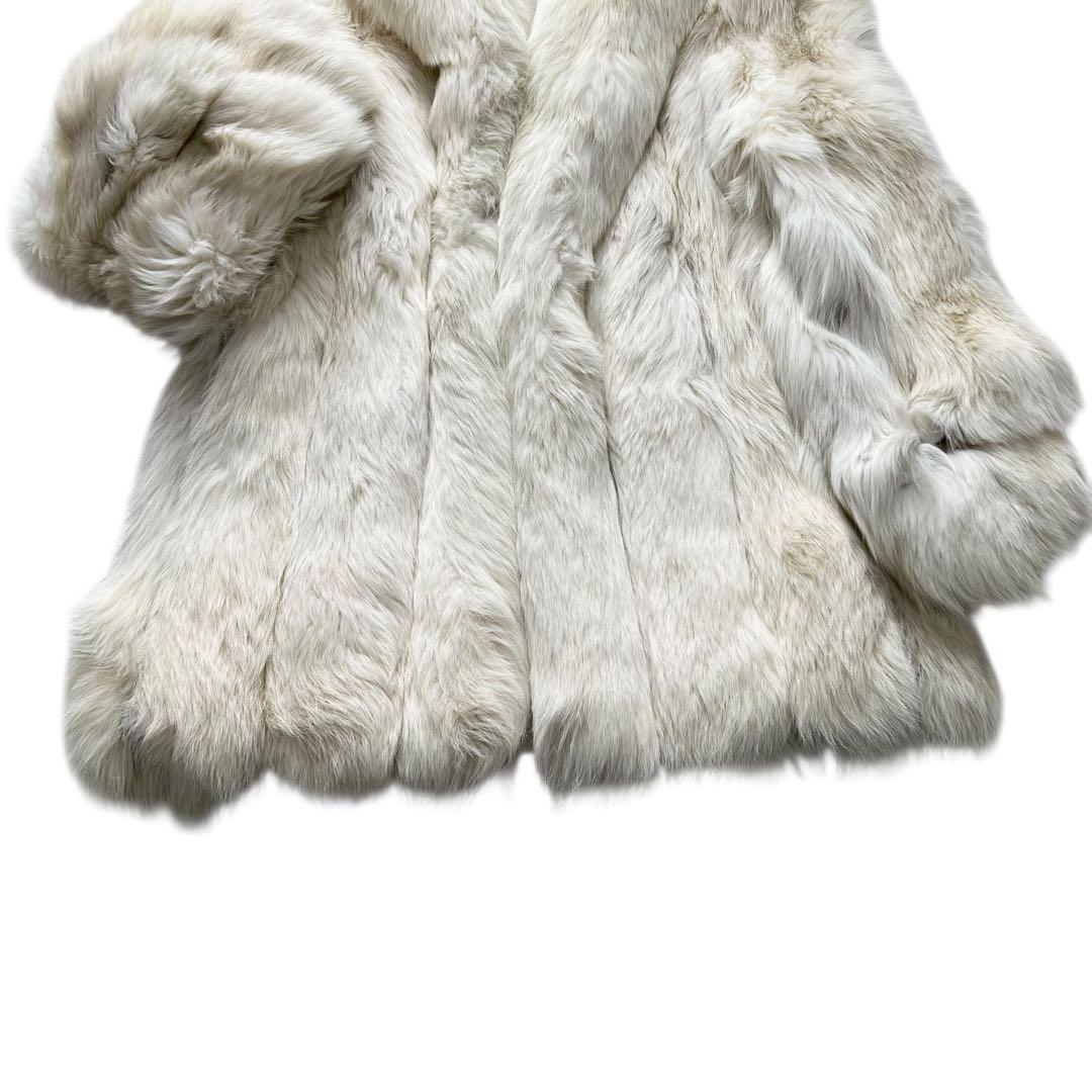 肉厚◎ 着丈80cm シャドーフォックス ファーコート 毛皮 白狐 XL相当