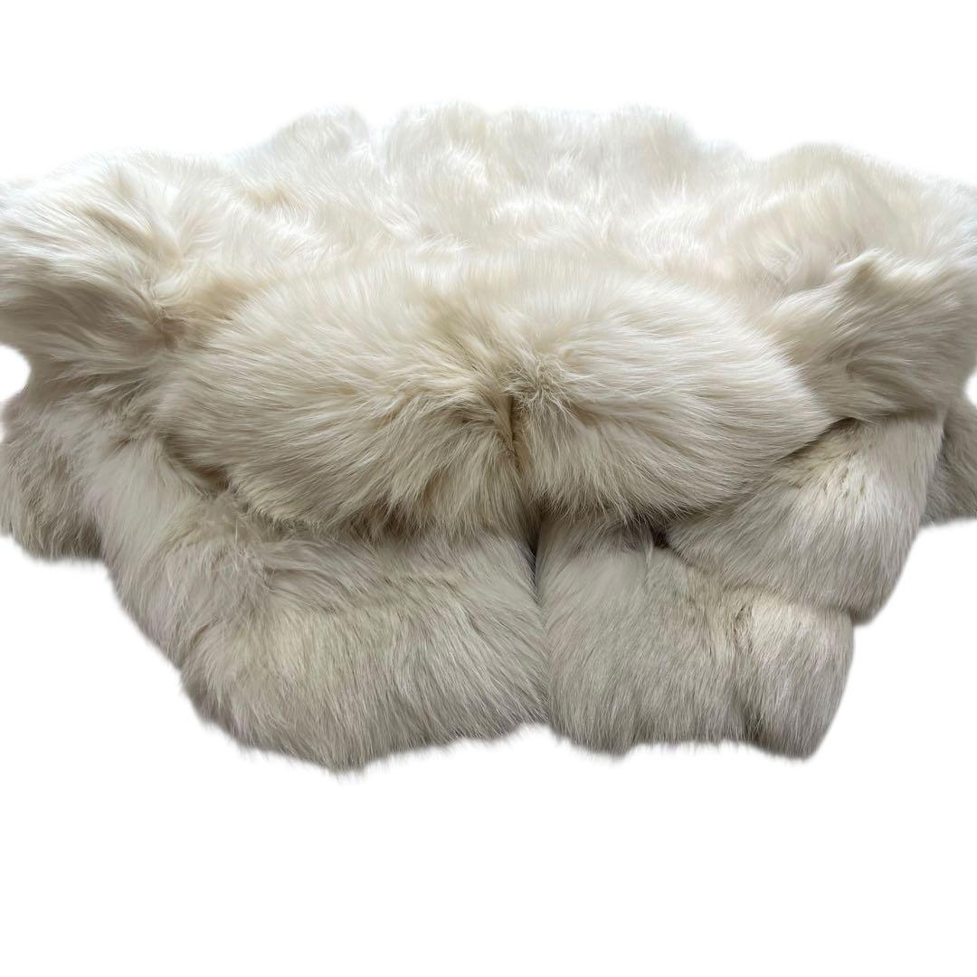 肉厚◎ 着丈80cm シャドーフォックス ファーコート 毛皮 白狐 XL相当