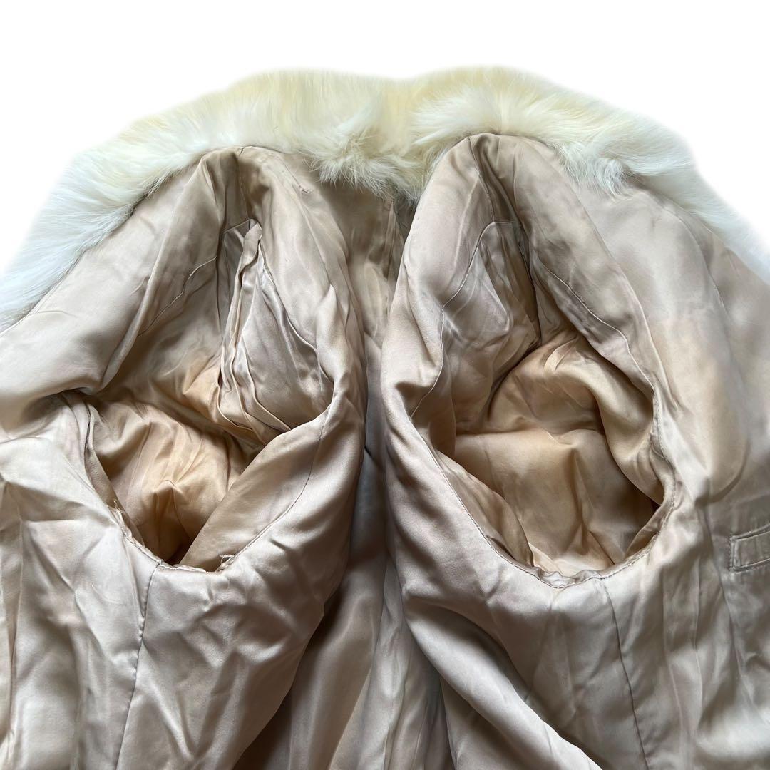 肉厚◎ 着丈80cm シャドーフォックス ファーコート 毛皮 白狐 XL相当