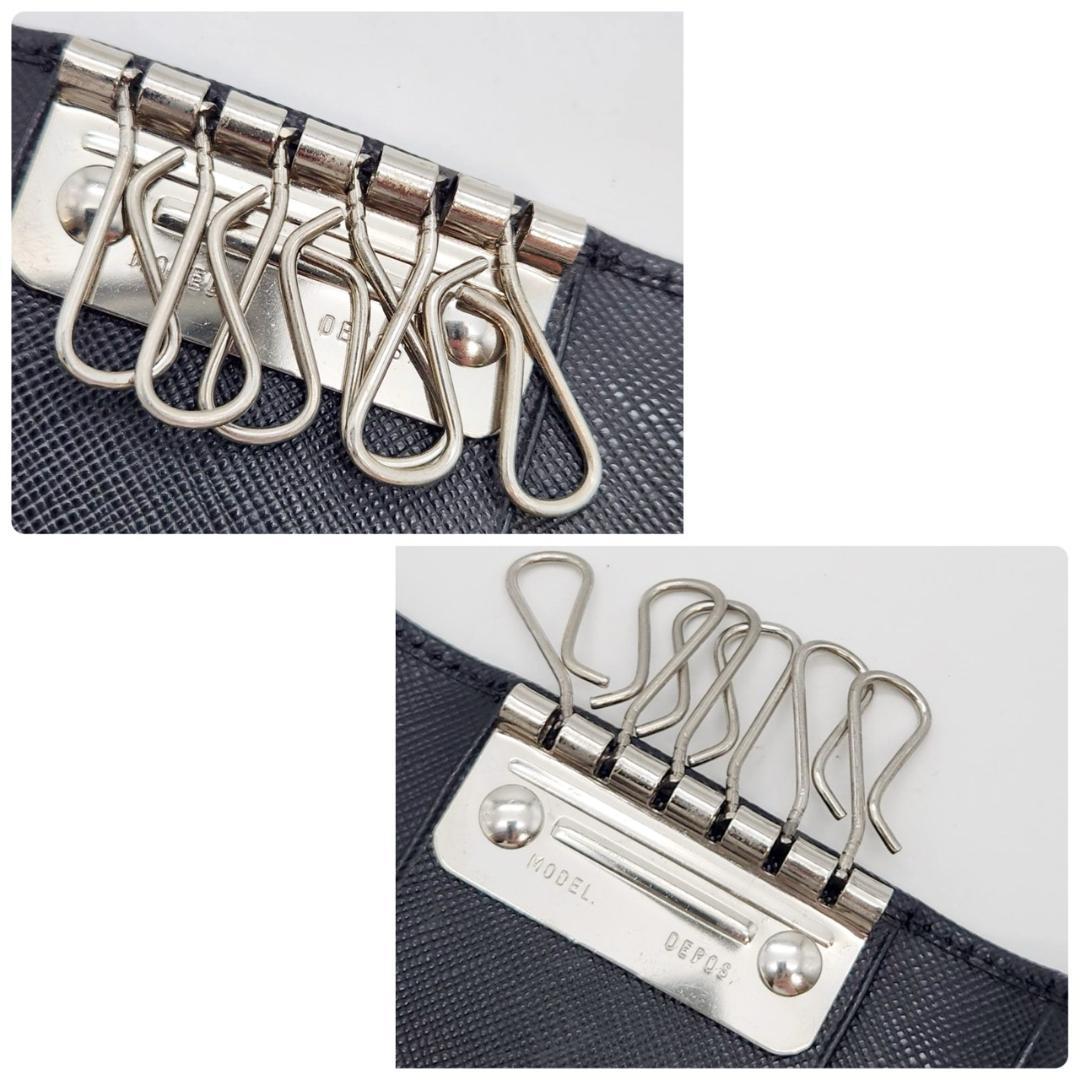 プラダ 6連キーケース 三角ロゴプレート サフィアーノレザー ダブルホック 美品