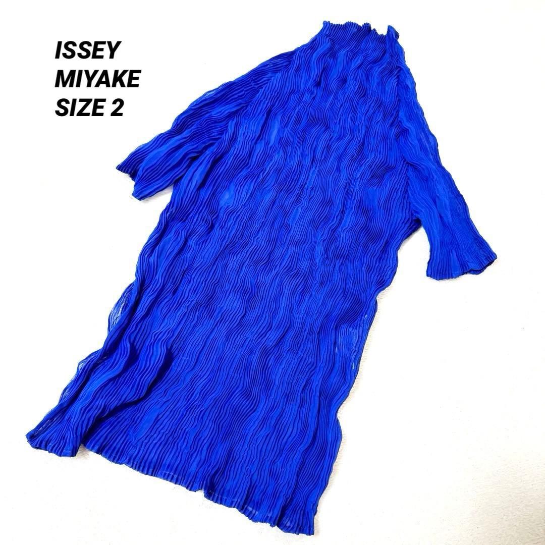 極美品✨ISSEY MIYAKE ねじりプリーツ　シースルー　ブルー　変形