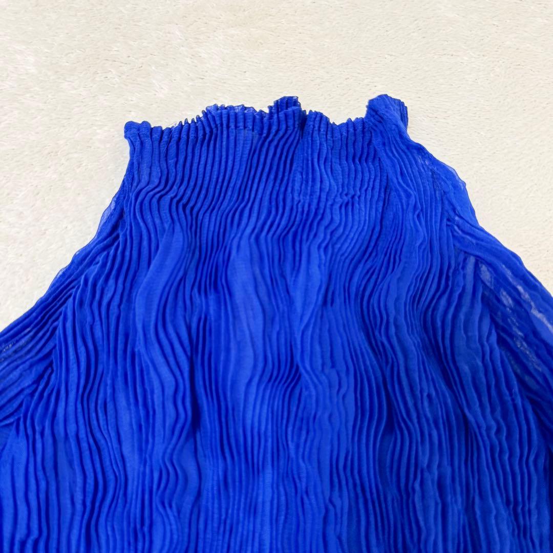 極美品✨ISSEY MIYAKE ねじりプリーツ　シースルー　ブルー　変形