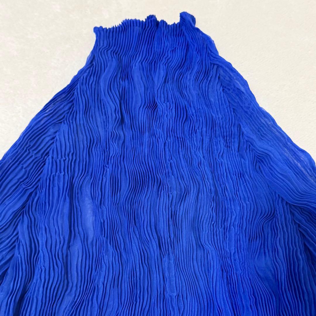 極美品✨ISSEY MIYAKE ねじりプリーツ　シースルー　ブルー　変形