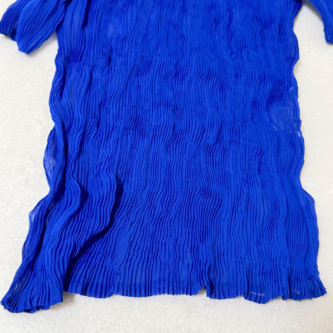 極美品✨ISSEY MIYAKE ねじりプリーツ　シースルー　ブルー　変形