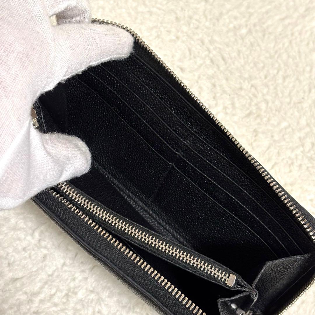 SAINT LAURENT ラウンドファスナー YSLロゴ金具 長財布 ブラック