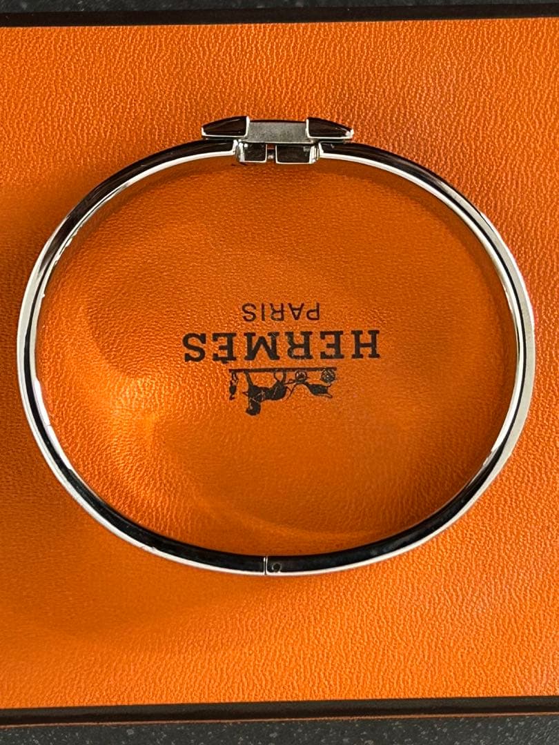 【美品】エルメス H バングル クリッククラック ブレスレット シルバー ブルー